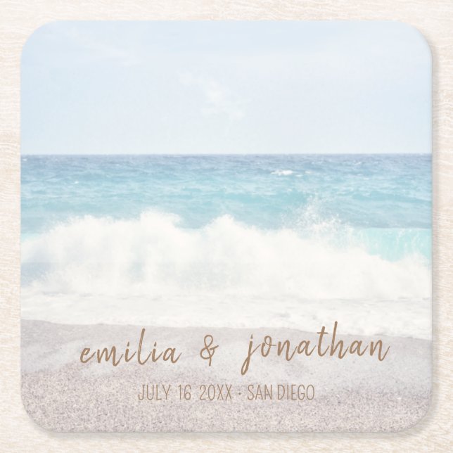 Beach Wedding | Seaside Wedding Underlägg Papper Kvadrat (Framsidan)