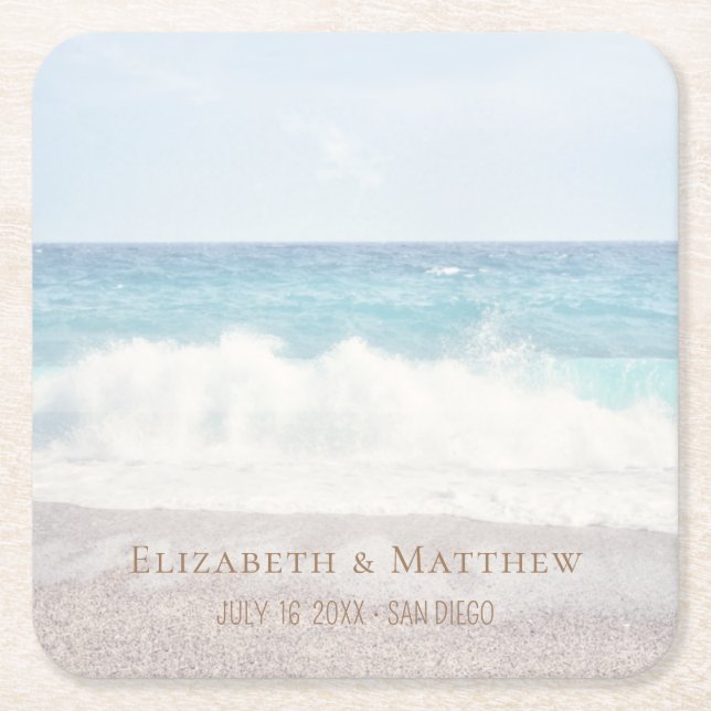 Beach Wedding | Seaside Wedding Underlägg Papper Kvadrat (Framsidan)