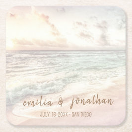 Beach Wedding | Seaside Wedding Underlägg Papper Kvadrat