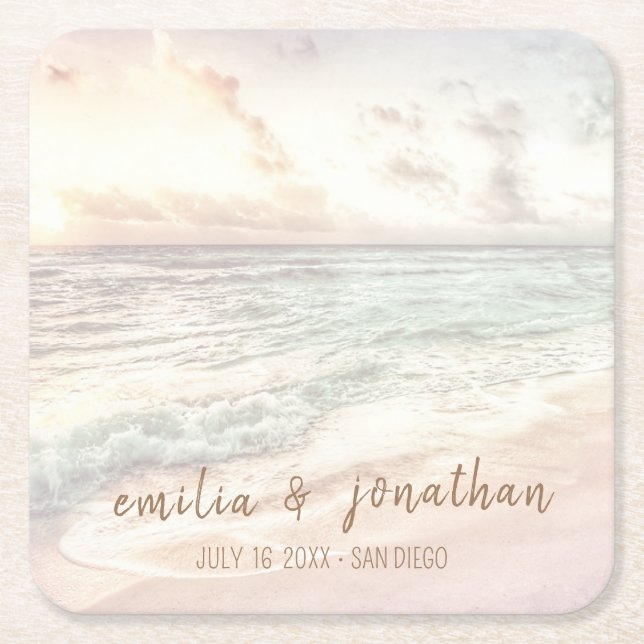 Beach Wedding | Seaside Wedding Underlägg Papper Kvadrat (Framsidan)