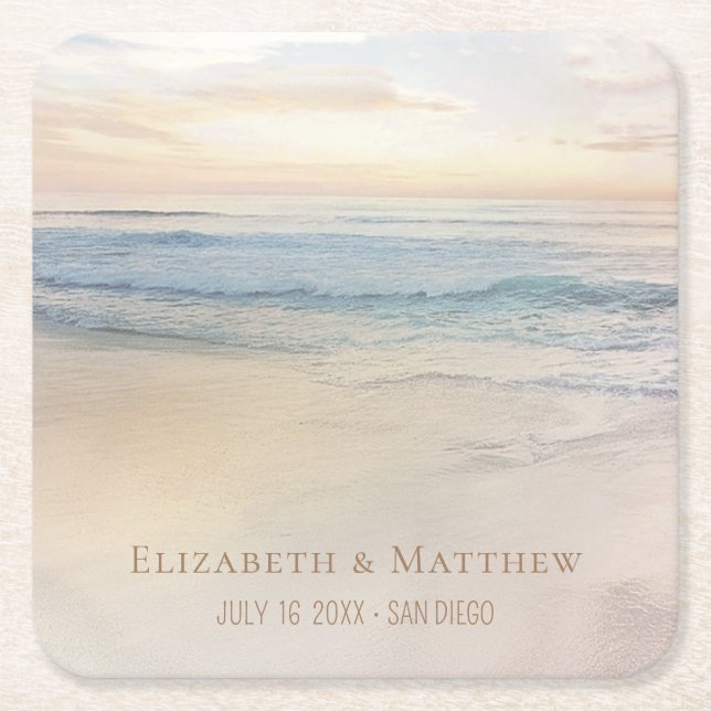 Beach Wedding | Seaside Wedding Underlägg Papper Kvadrat (Framsidan)