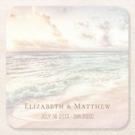 Beach Wedding | Seaside Wedding Underlägg Papper Kvadrat