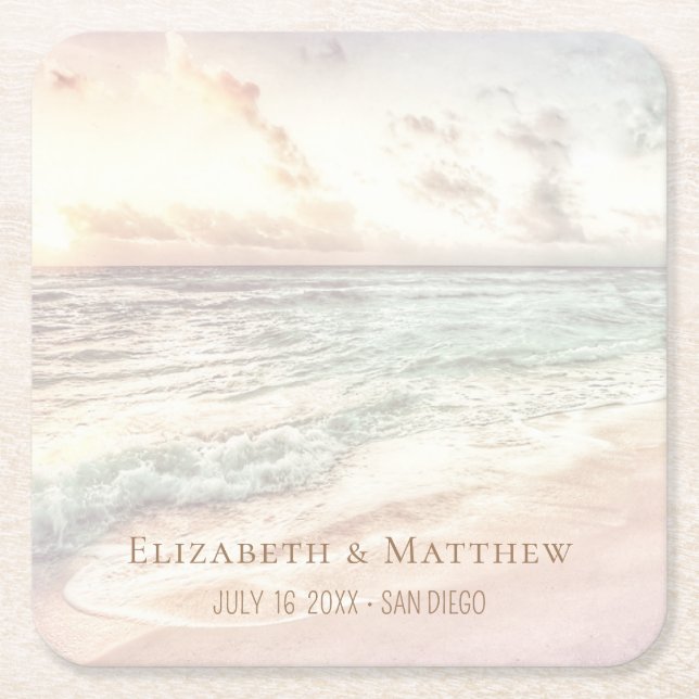 Beach Wedding | Seaside Wedding Underlägg Papper Kvadrat (Framsidan)
