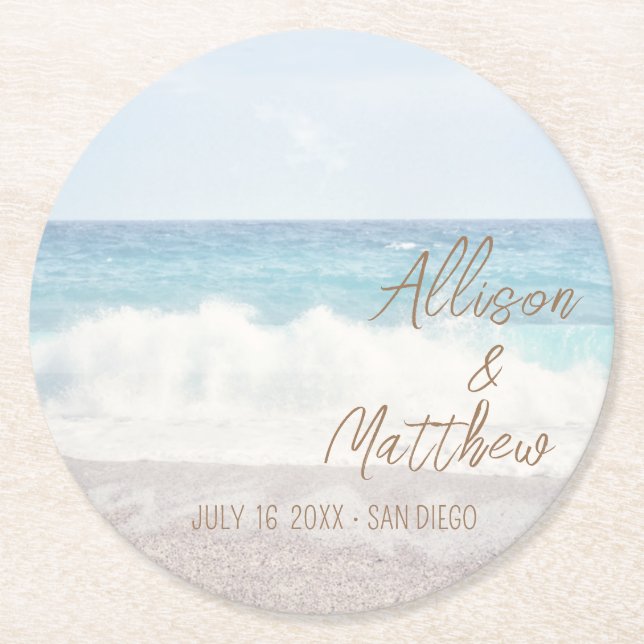 Beach Wedding | Seaside Wedding Underlägg Papper Rund (Framsidan)