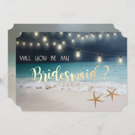 Beach Wedding Seastars Ljus Bridesmaid Card Inbjudningar