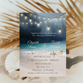 Beach Wedding Seastars String Ljus bjudande Inbjudningar