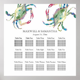 Beach Wedding SEATCHART, Blue Crab Poster