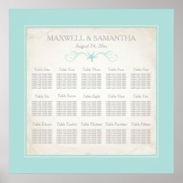 Beach Wedding SEATCHART, Starfish Poster