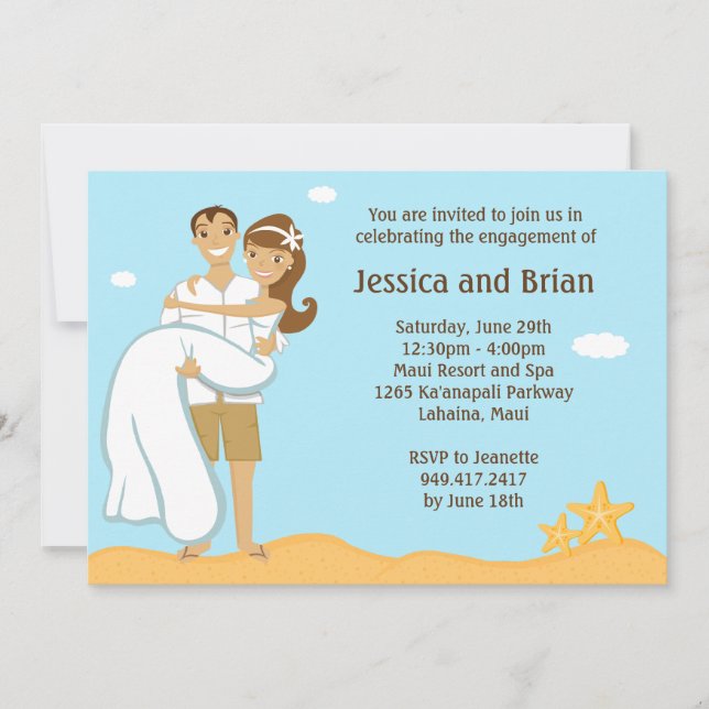Beach Wedding Shower-inbjudan Inbjudningar (Framsida)