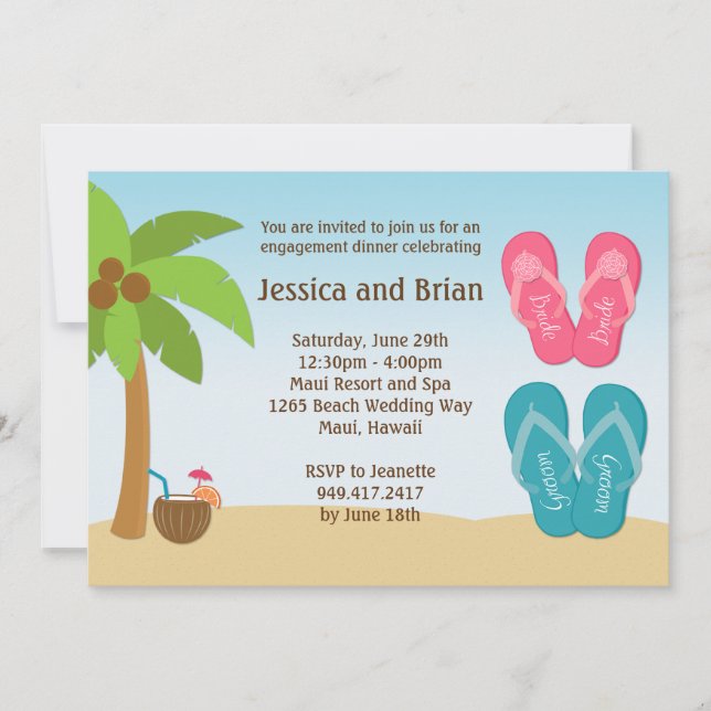 Beach Wedding Shower-inbjudan Inbjudningar (Framsida)