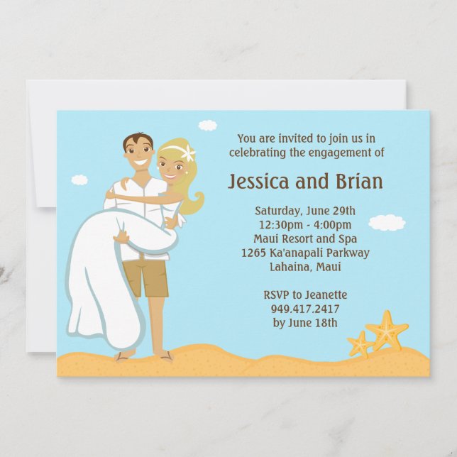 Beach Wedding Shower-inbjudan Inbjudningar (Framsida)