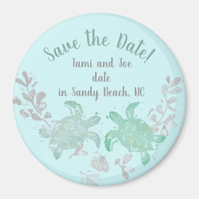 Beach Wedding Spara datum magneter (Framsidan)
