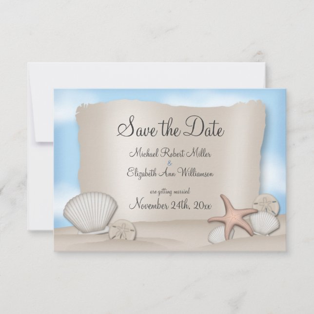 Beach Wedding Spara datum meddelande (Framsida)