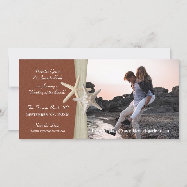 Beach Wedding Spara datumfoto Datumet (Framsida)