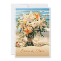 Beach Wedding Starfish Bouquet-inbjudan