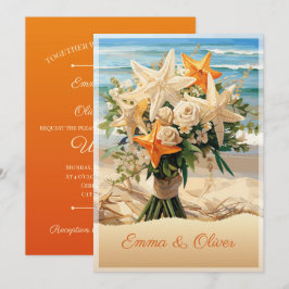 Beach Wedding Starfish Bouquet-inbjudan Inbjudningar