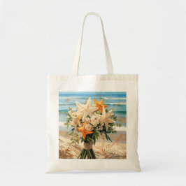 Beach Wedding Starfish Bouquet Tote Bag Tygkasse