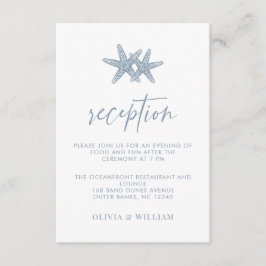 Beach Wedding Starfish Dusty Blue Reception Tilläggskort