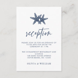Beach Wedding Starfish Navy Blue Reception Tilläggskort