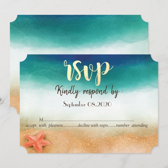 Beach Wedding,Starfish OSA Inbjudningar (Fram/baksida)