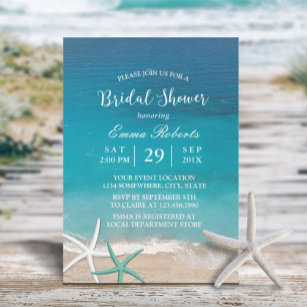 Beach Wedding Starfish Sommar Möhippa Inbjudningar