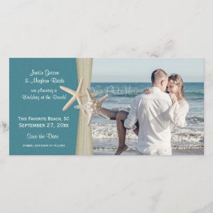 Beach Wedding Starfish Spara datumfoto Datumet