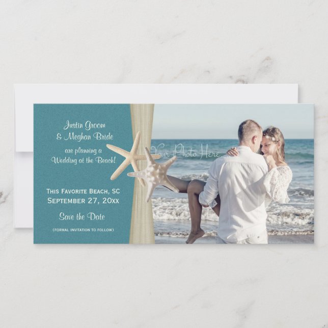 Beach Wedding Starfish Spara datumfoto Datumet (Framsida)