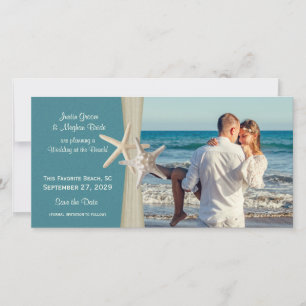 Beach Wedding Starfish Spara datumfoto Datumet