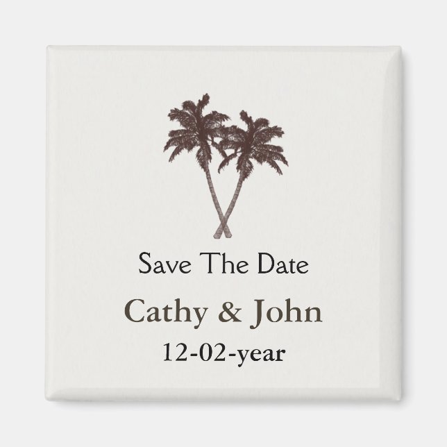 Beach Wedding Stationery i Tropical Handflatan Trä Magnet (Framsidan)