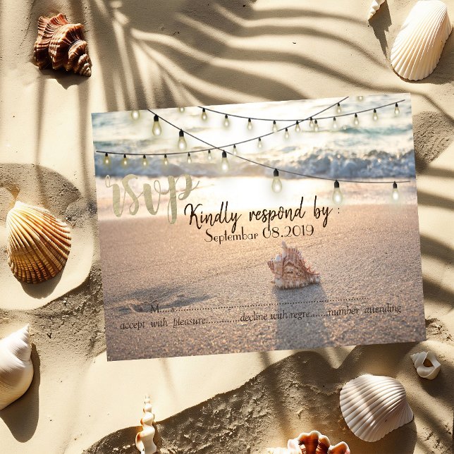 Beach Wedding,String Ljus Seashell OSA Inbjudningar (Skapare uppladdad)