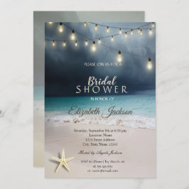 Beach Wedding String Ljus Seastar Möhippa Inbjudningar