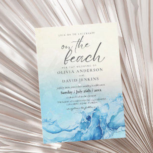 Beach Wedding Summer Blue Bröllop Inbjudningar