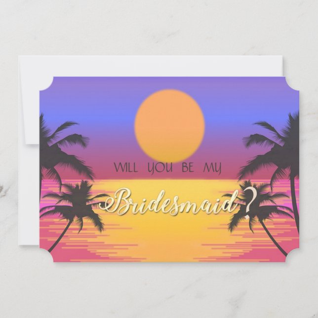 Beach Wedding Sunset Bridesmaid Card Inbjudningar (Framsida)