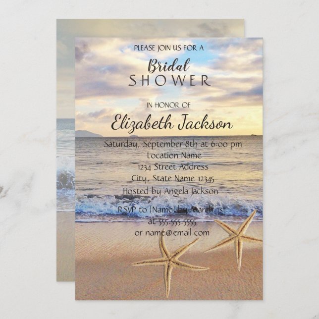 Beach Wedding Sunset, Seastars Möhippa Inbjudningar (Fram/baksida)