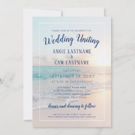 Beach Wedding Sunset Sunrise Sandy Ocean Inbjudningar