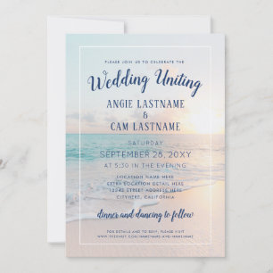 Beach Wedding Sunset Sunrise Sandy Ocean Inbjudningar