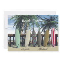 Beach Wedding Surfboard-inbjudan