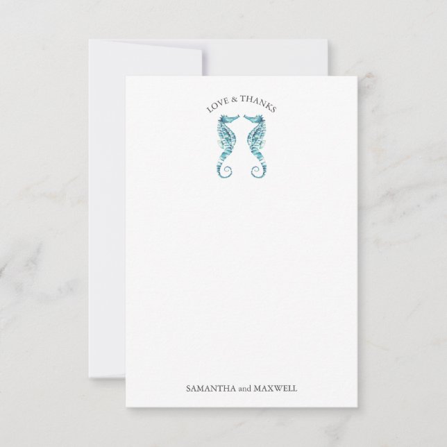 Beach Wedding Tack Cards Seahorse Kort (Framsida)