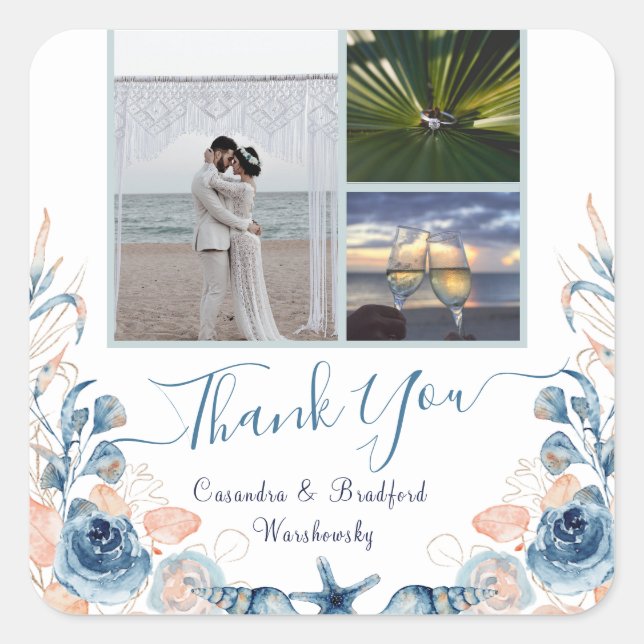 Beach Wedding Tack-dekal Fyrkantigt Klistermärke (Framsida)