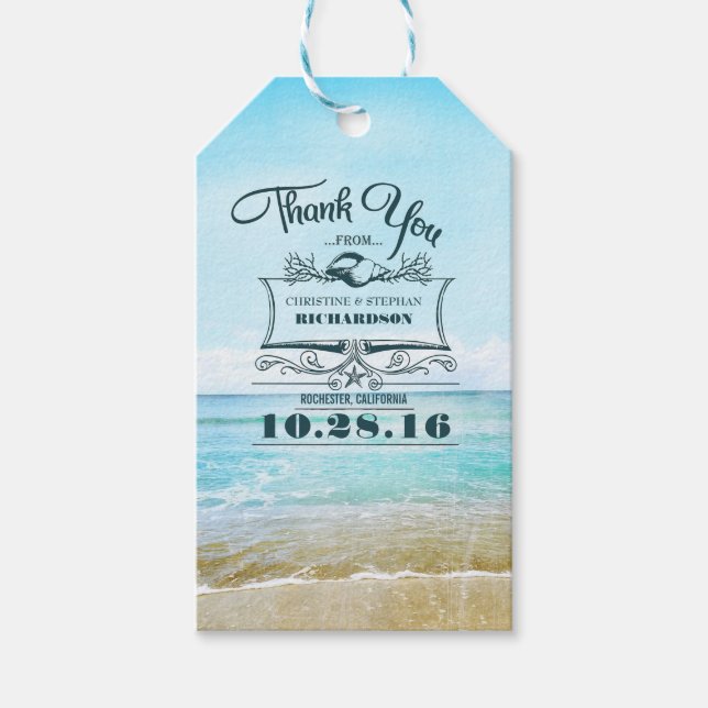 Beach Wedding Tack Presentetikett (Framsidan)