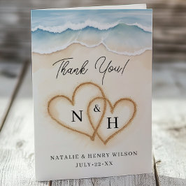 Beach Wedding - tackkort med söta hörn