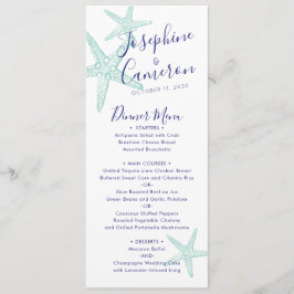 Beach Wedding Teal Blue Starfish Modern Meny