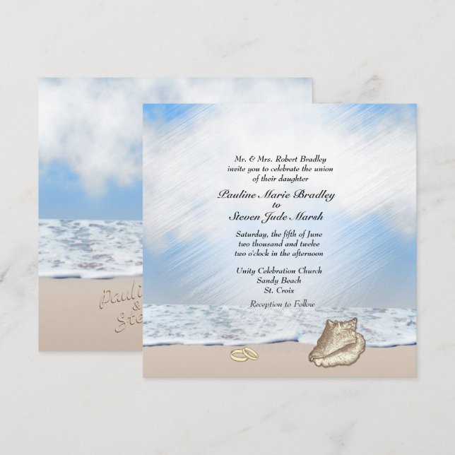 Beach Wedding Theme-inbjudan Inbjudningar (Fram/baksida)