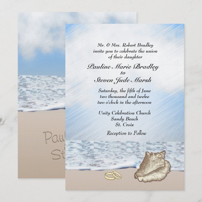 Beach Wedding Theme-inbjudan Inbjudningar (Fram/baksida)