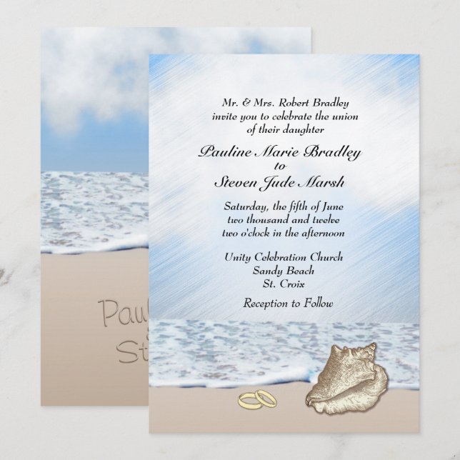 Beach Wedding Theme-inbjudan Inbjudningar (Fram/baksida)