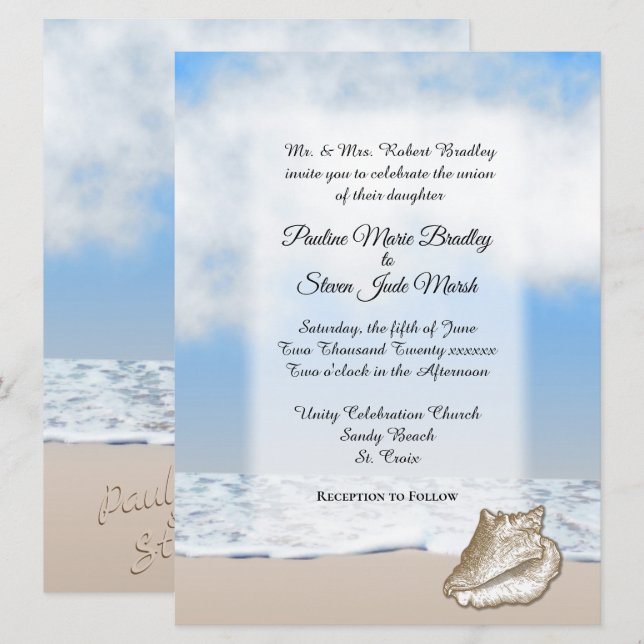 Beach Wedding Theme-inbjudan Inbjudningar (Fram/baksida)