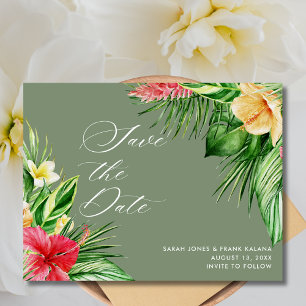 Beach Wedding Tropical Blommigt Spara datum Meddelande Vykort