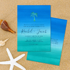 Beach Wedding Tropical Handflatan Träd Inbjudningar