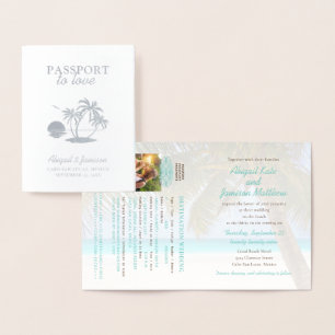 Beach Wedding Tropical Passport-inbjudan Folierat Kort