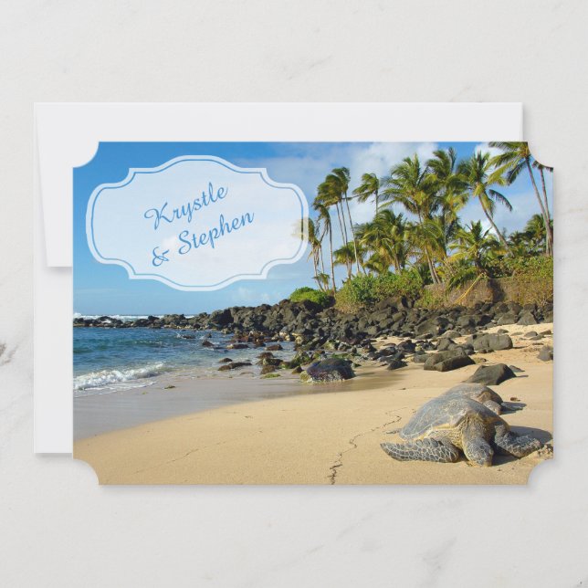 Beach Wedding | Turtle | Oceanen | HANDFLATAN TRÄD Inbjudningar (Framsida)